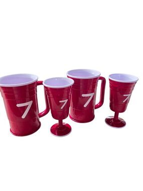 Red Cup Living 4-Piece Set - (2) 24oz Beer Mugs & (2) 8oz Wine Goblets Number 7